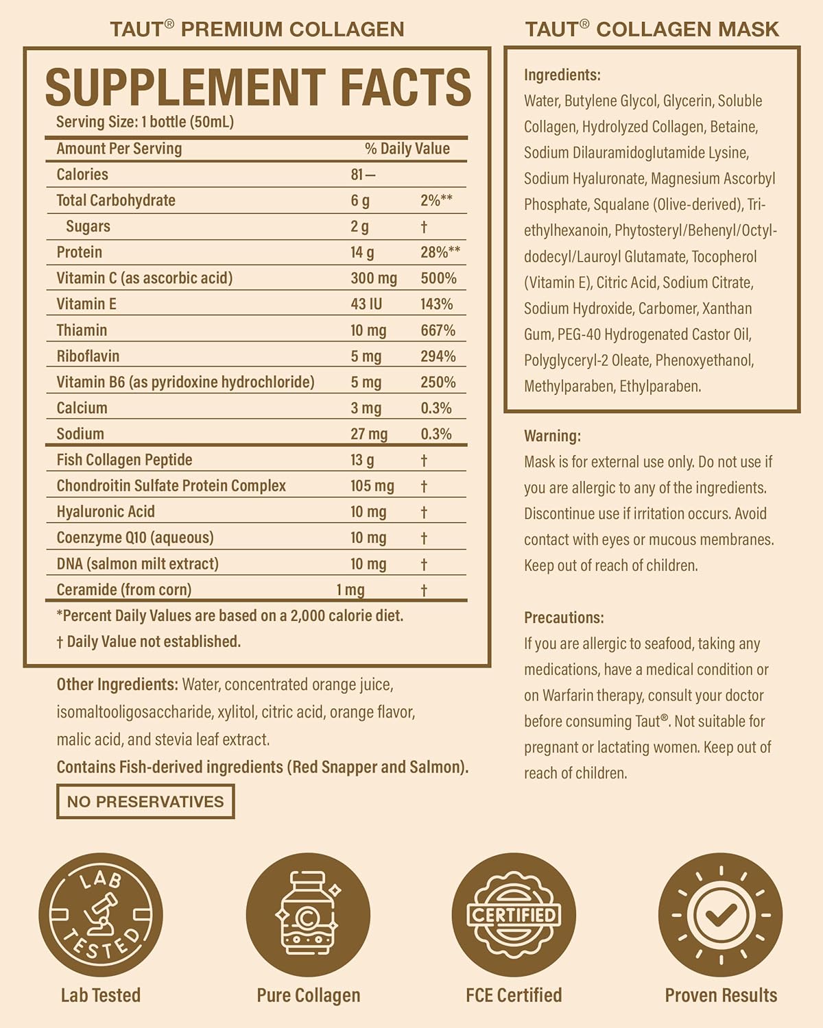 Taut® Complete Antiaging Program - Marine Collagen Drink & Face Mask